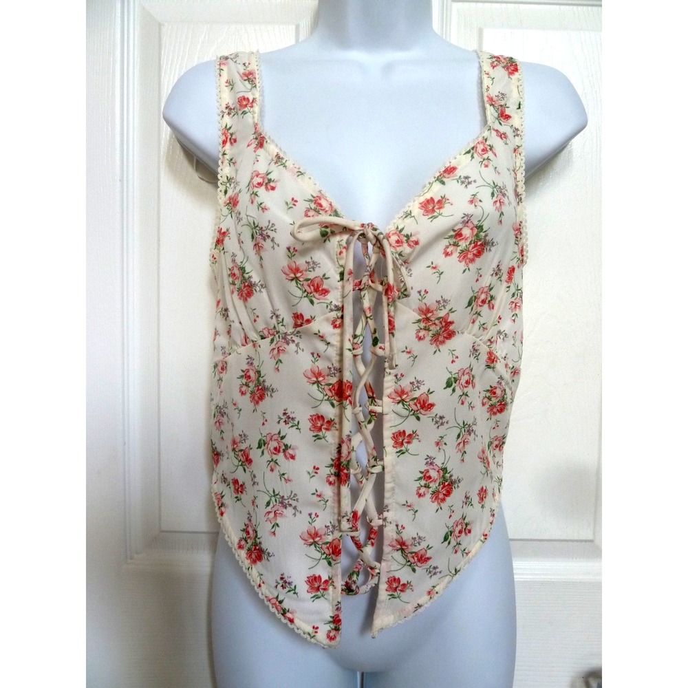 NWT ONE CLOTHING L.A. Sz L Strappy Tie Front Baby Doll Blouse Cottagecore